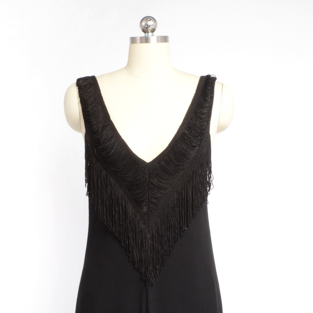 MARA HOFFMAN Black V Neck Fringe Trim Maxi Dress - Picture 2 of 9